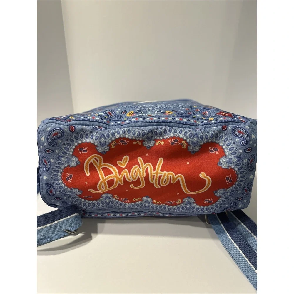 Brighton Mini Backpack Bandana Love Paisley Blue/Red Zip Top Handle Heart